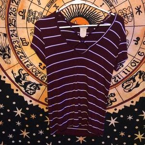 Red and white stripped shirt with string X